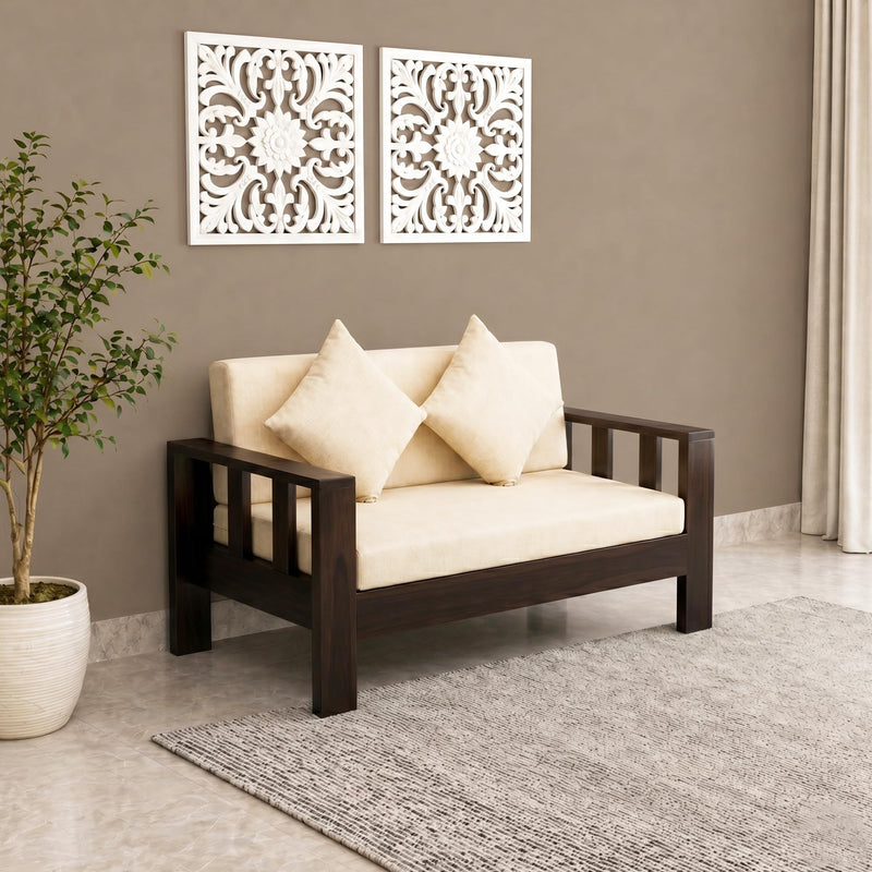 Natraj 2 Seater Solid Sheesham Wood Sofa Set for Living Room - Walnut Finish