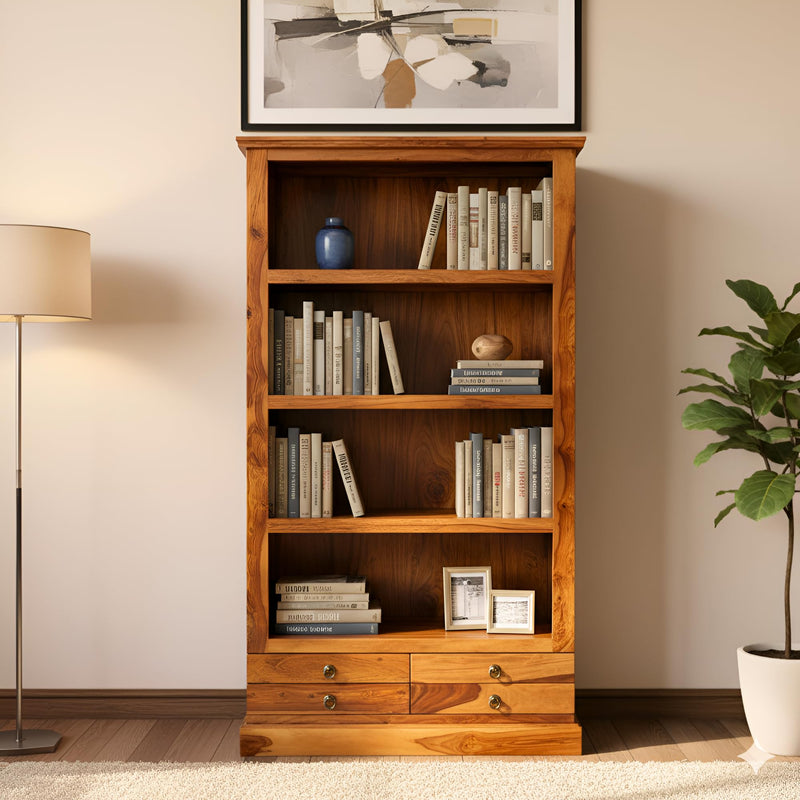 SAC-X Solid Sheesham Wood Book Shelf for Home Library