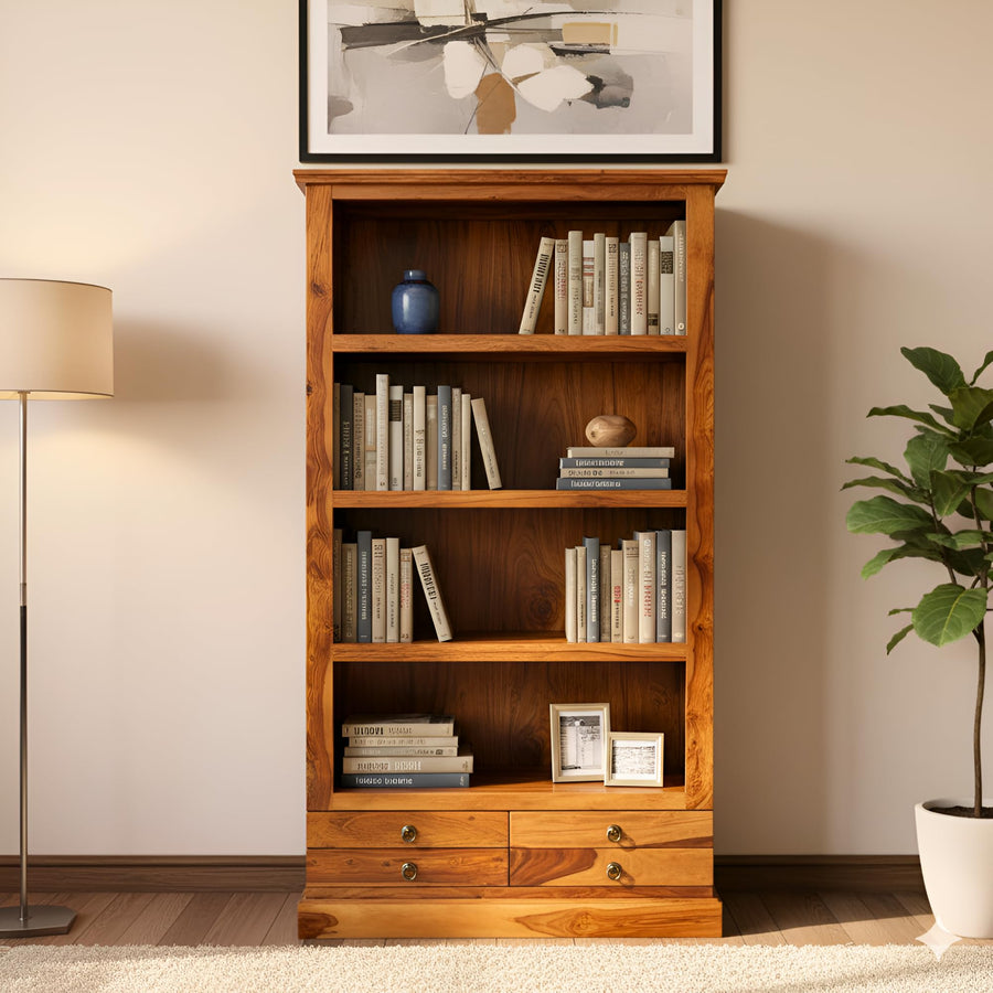 SAC-X Solid Sheesham Wood Book Shelf for Home Library