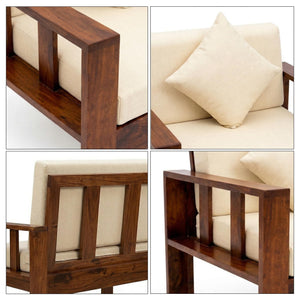 Natraj 1 Seater Solid Sheesham Wood Sofa Set for Living Room - Natural Finish