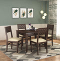 CNC Solid Sheesham Wooden Dining Table 4 Seater - Walnut