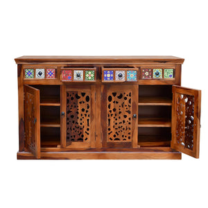 Wooden Sideboard Tv Cabinet for Living Room - Honey Teak Finish