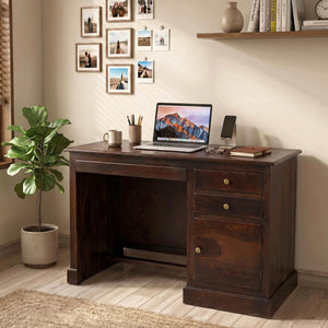 Carmel Lite Solid Sheesham Wood Study Table - Walnut Finish