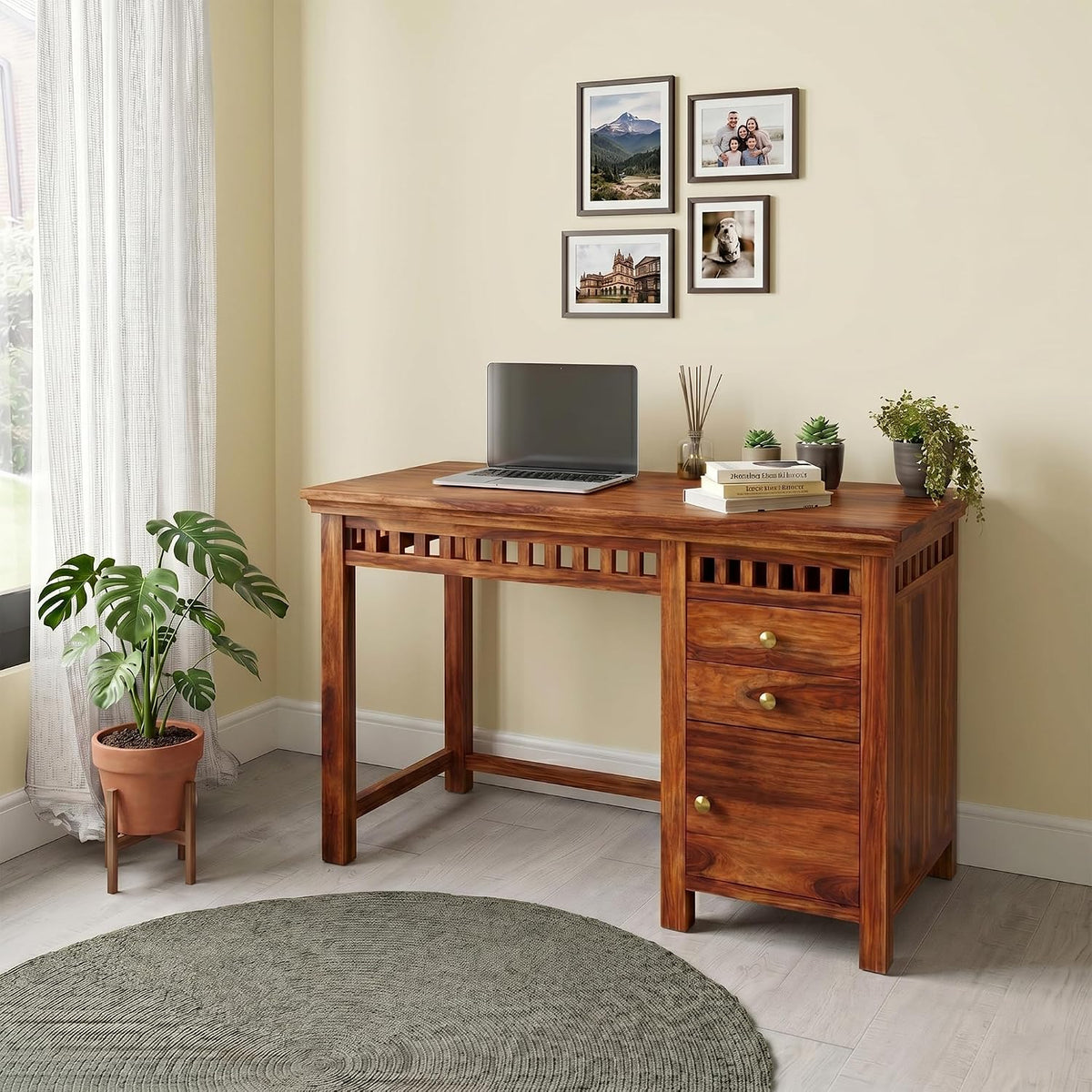 Kuber Solid Sheesham Wood Study Table - Natural Finish