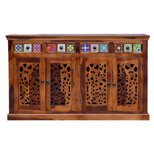 Wooden Sideboard Tv Cabinet for Living Room - Honey Teak Finish