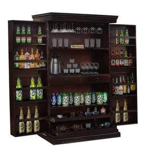 Miller Wooden Bar Cabinet with Wine Glass Storage for Living Room - Walnut Finish