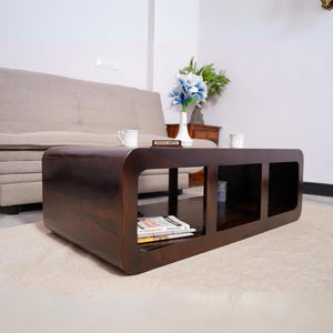 CCT Solid Sheesham Wood Coffee Table - Walnut Finish