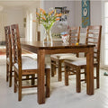 Solid Sheesham Wood 4 Seater Dining Table Set Natural Finish - Natural