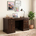 Carmel 2 Door Sheesham Wood Study Table 4 Drawers and 2 Doors - Walnut Finish