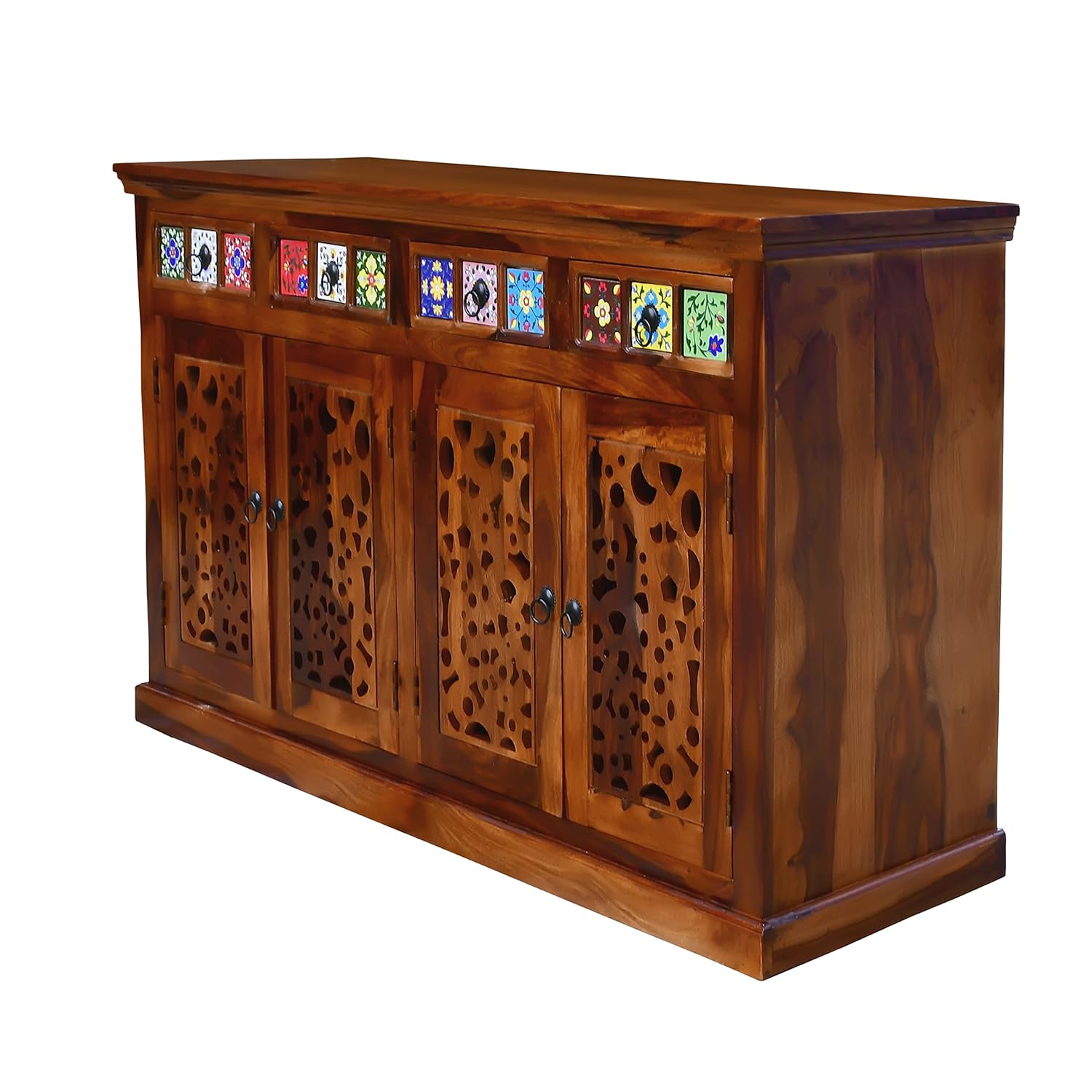Wooden Sideboard Tv Cabinet for Living Room - Honey Teak Finish