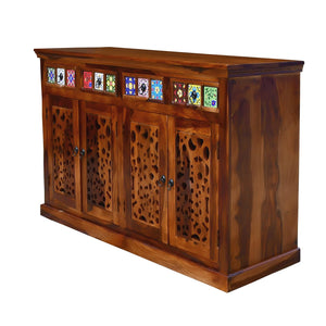 Wooden Sideboard Tv Cabinet for Living Room - Honey Teak Finish