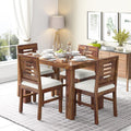 Capsule Sheesham Wood Dining Table 4 Seater Set - Natural Finish