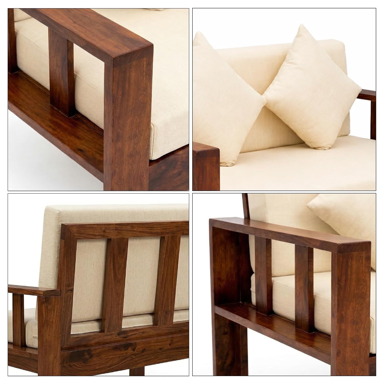 Natraj 6 Seater With Coffee Table Solid Sheesham Wood Sofa Set for Living Room - Walnut Finish