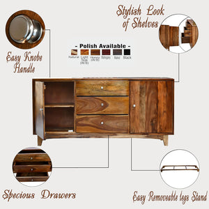 Oaklyn  Wooden Stand Sideboard TV Cabinet for Living Room - Natural Finish