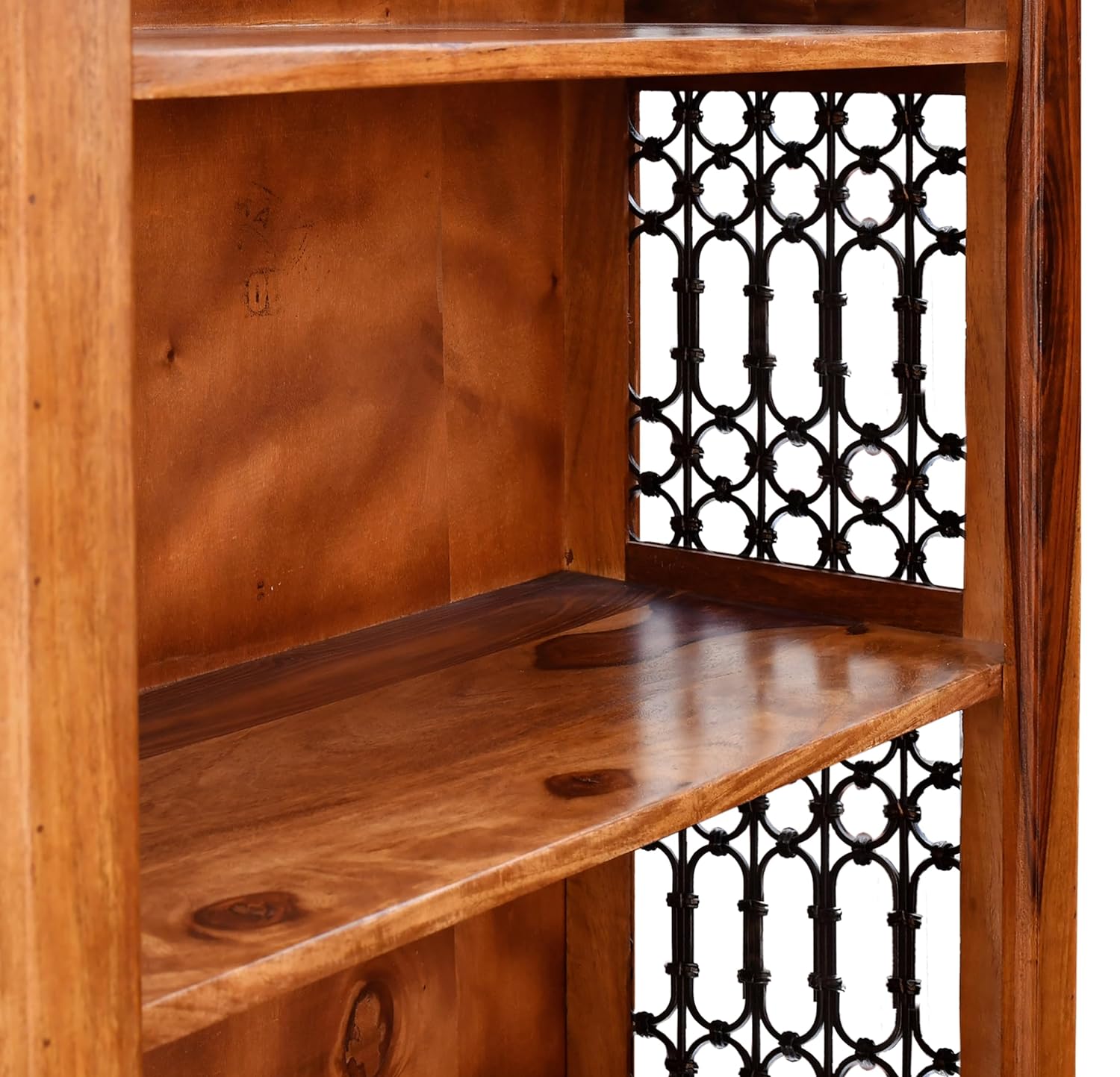 Solid Sheesham Wood Open Bookshelf 5 Shelf Finish - Natural