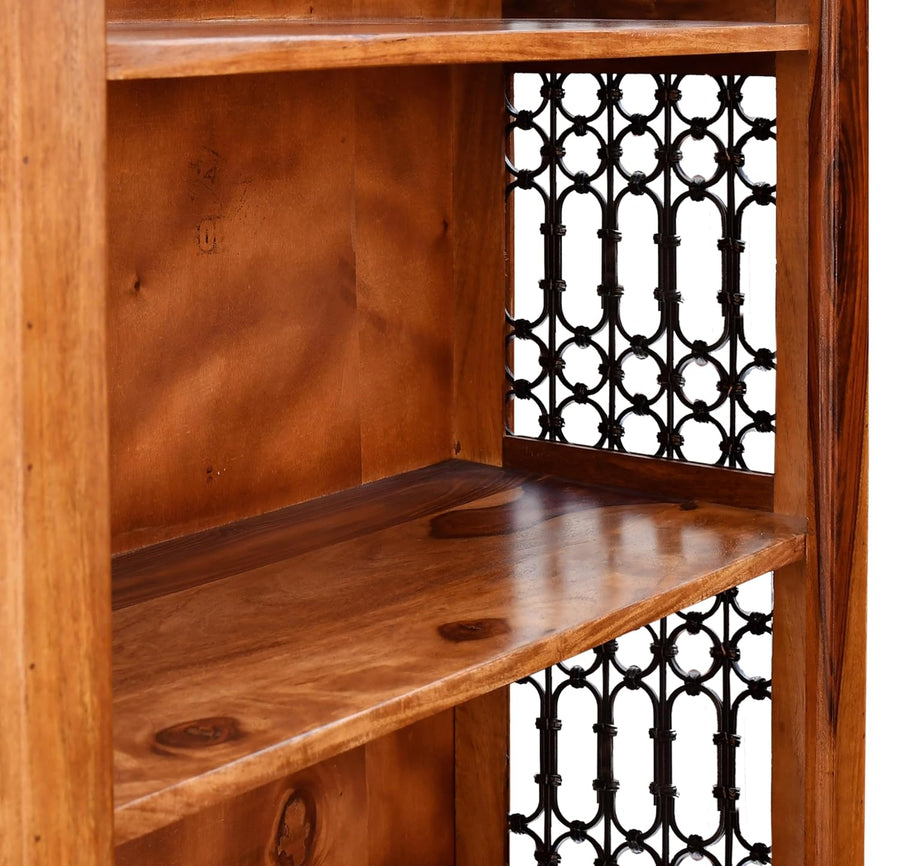 Solid Sheesham Wood Open Bookshelf 5 Shelf Finish - Natural