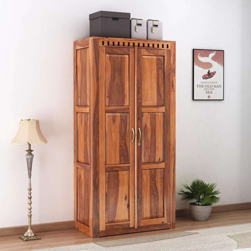 Kuber Solid Sheesham Wood Wardrobe 2 Door  Finish - Natural