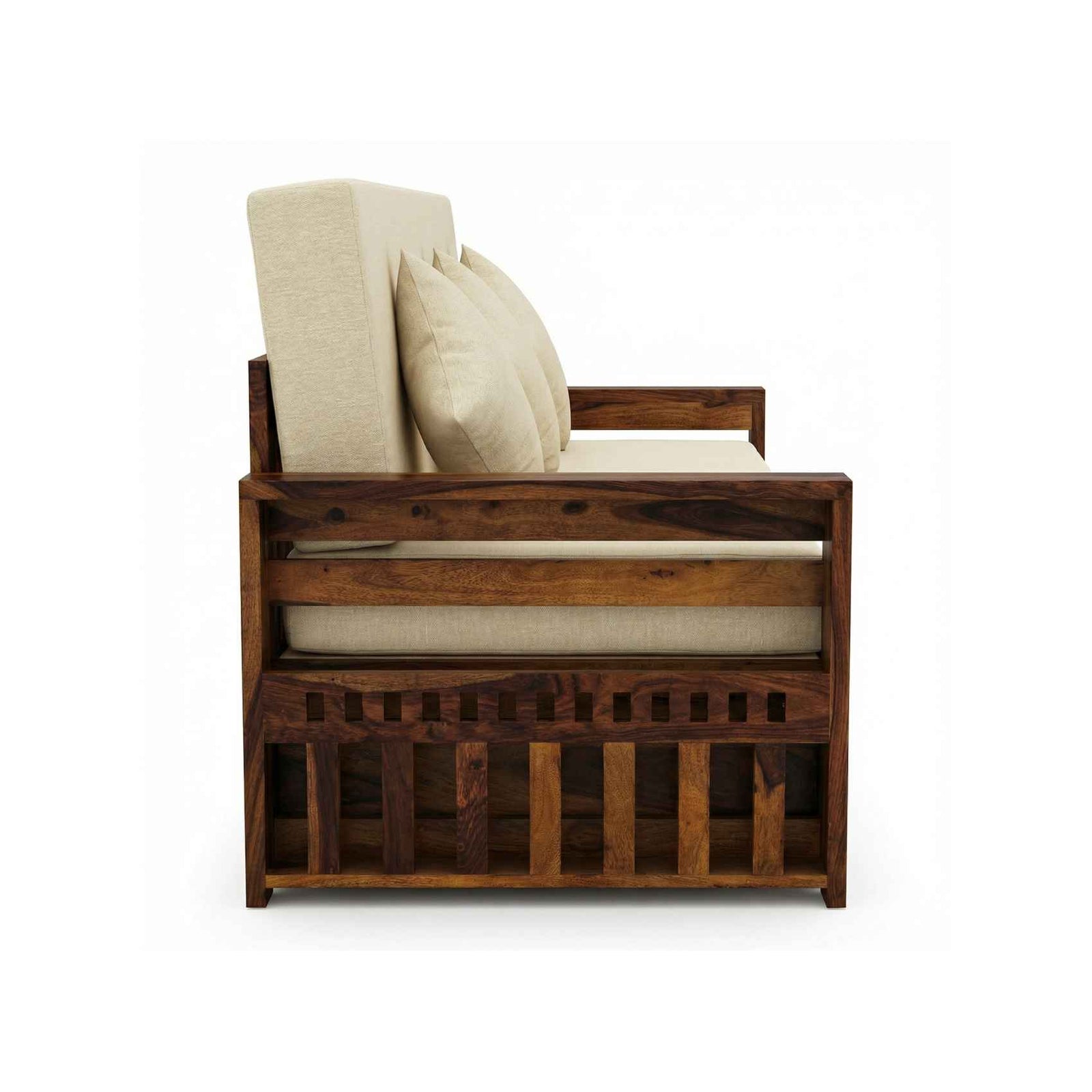 Diamond Sheesham Wooden Sofa Cum bed Finish - Natural