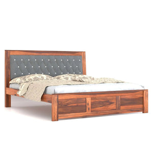 Zeus King Size Wooden Upholstered Bed Without Storage Finish - Natural