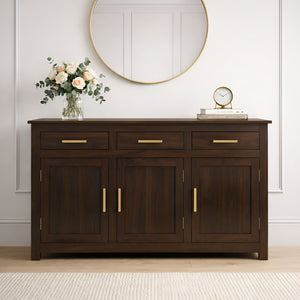 VIP Sheesham Wooden Sideboard Cabinet for Living Room - Walnut Finish
