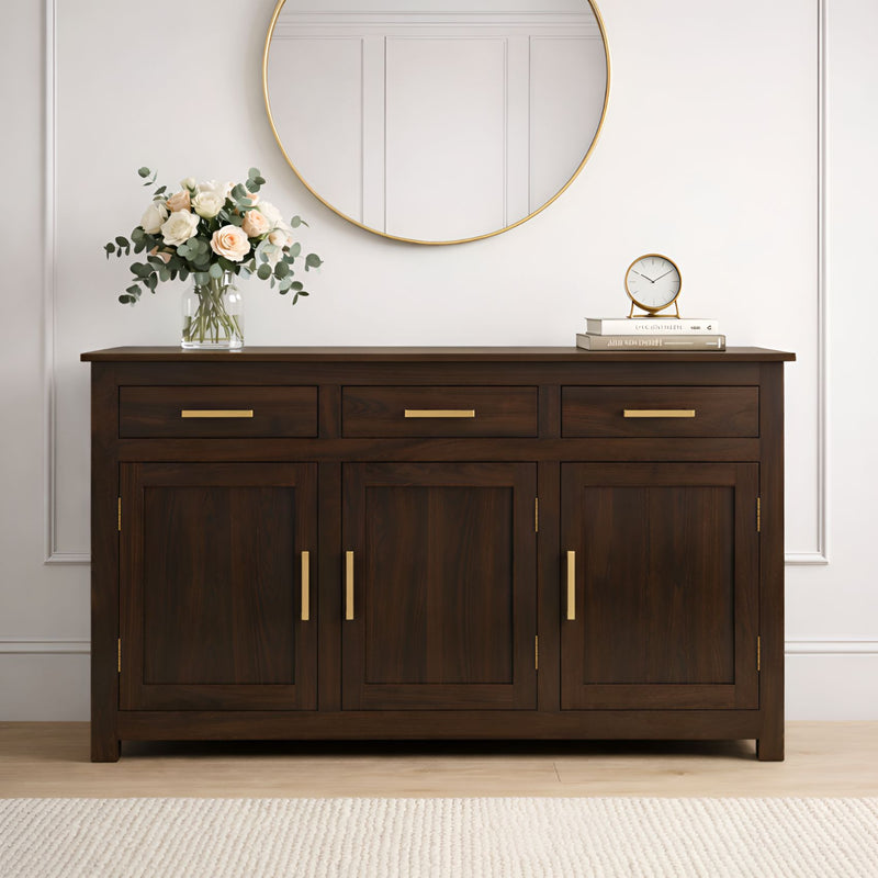 VIP Sheesham Wooden Sideboard Cabinet for Living Room - Walnut Finish