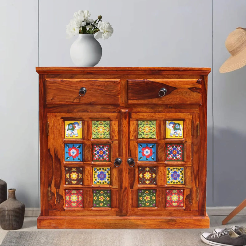 Tile Wooden Sideboard Tv Cabinet for Living Room Finish - honey