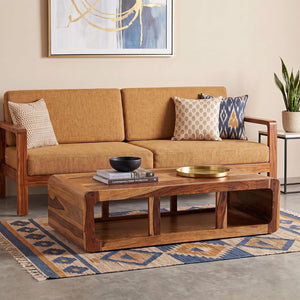 CCT Solid Sheesham Wood Coffee Table - Natural Finish