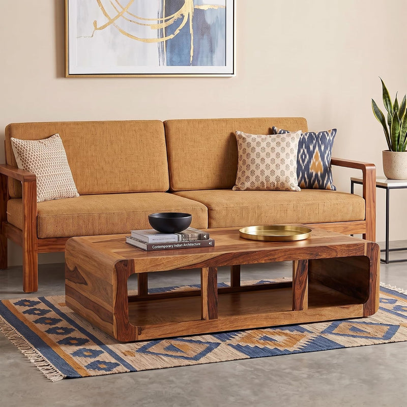 CCT Solid Sheesham Wood Coffee Table - Natural Finish