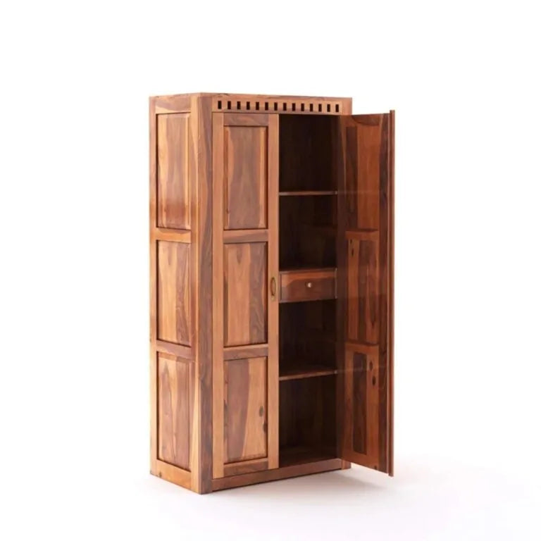 Kuber Solid Sheesham Wood Wardrobe 2 Door  Finish - Natural