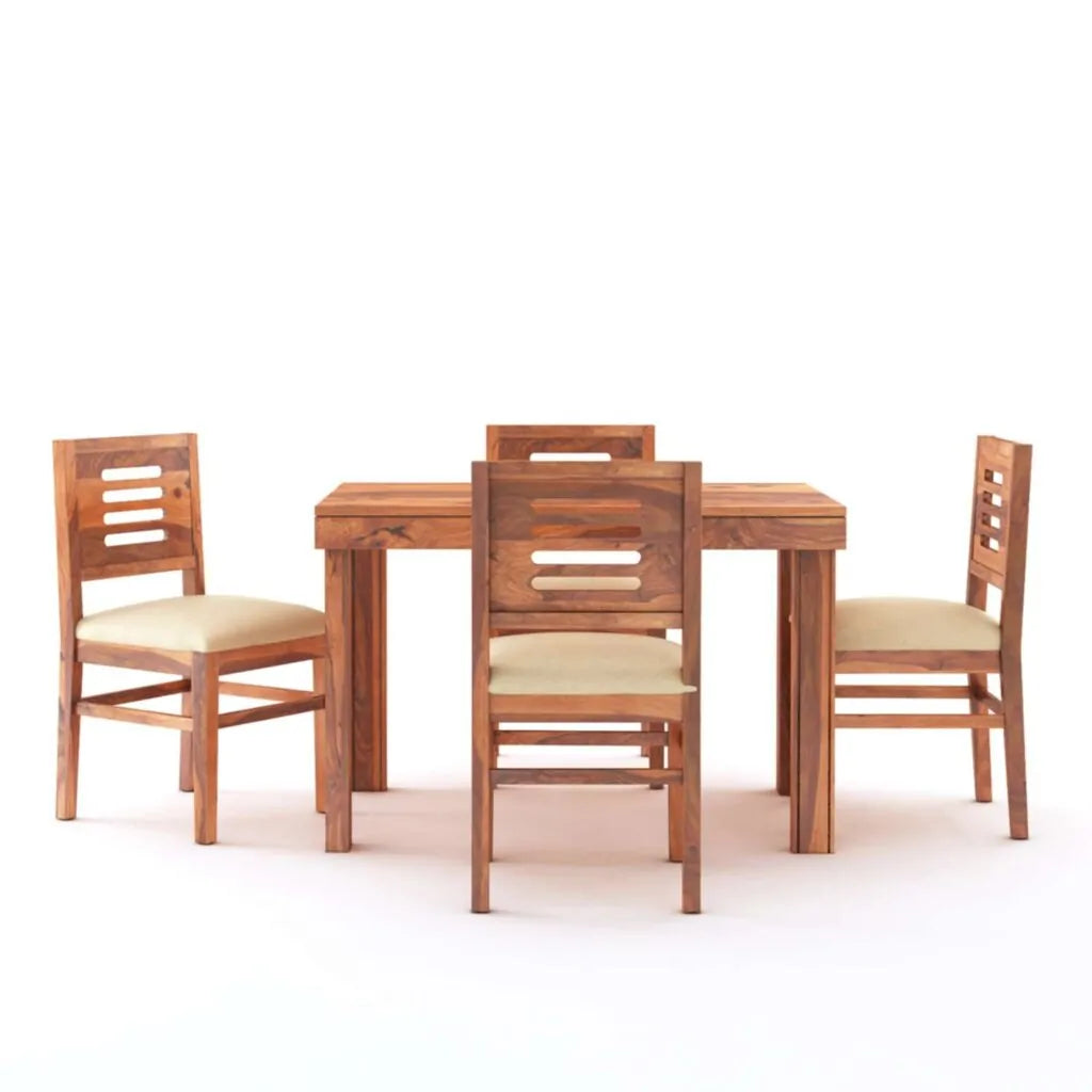 Sheesham Wood 4 Seater Dining Table Set Finish - Natural