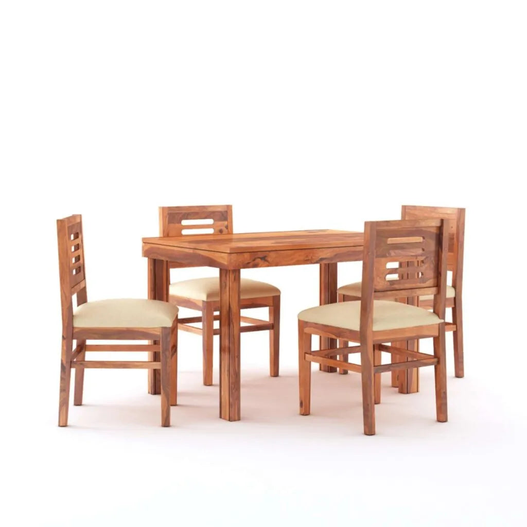 Sheesham Wood 4 Seater Dining Table Set Finish - Natural