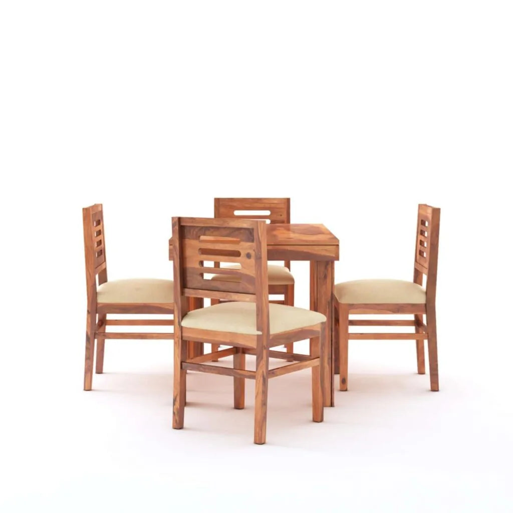 Sheesham Wood 4 Seater Dining Table Set Finish - Natural