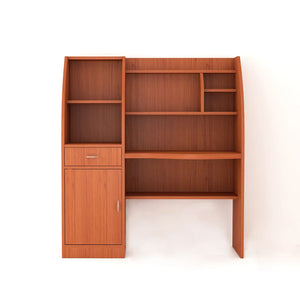 Contemporary Wooden Study Desk with Shelves, Drawer, and Curved Design for Modern Spaces