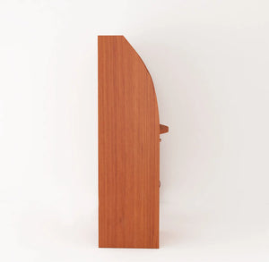 Contemporary Wooden Study Desk with Shelves, Drawer, and Curved Design for Modern Spaces