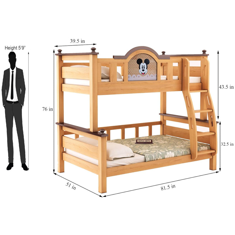 Mickey Solid Wood Convertible Kids Bunk Bed – Premium & Durable Design