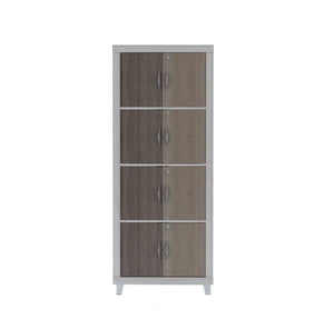 Modern Bookcase with Doors | Two-Tone Storage Cabinet in White and Wood Finish