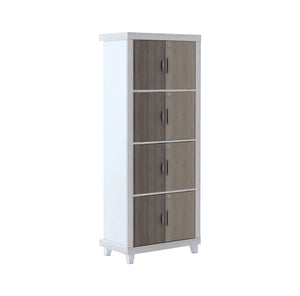 Modern Bookcase with Doors | Two-Tone Storage Cabinet in White and Wood Finish
