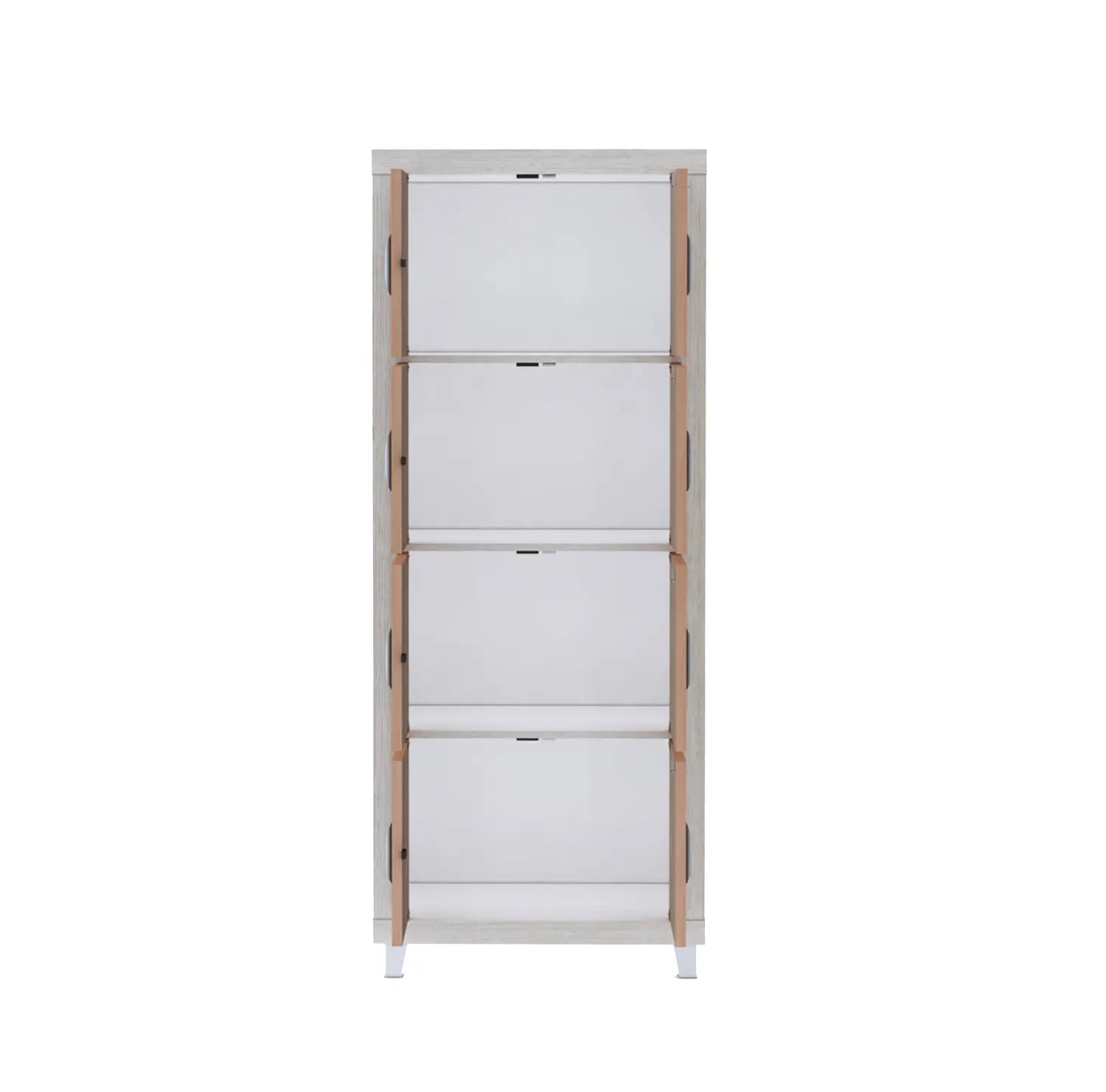Modern Bookcase with Doors | Two-Tone Storage Cabinet in White and Wood Finish