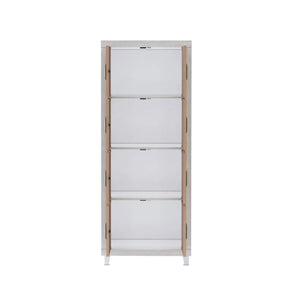 Modern Bookcase with Doors | Two-Tone Storage Cabinet in White and Wood Finish