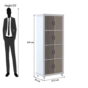 Modern Bookcase with Doors | Two-Tone Storage Cabinet in White and Wood Finish