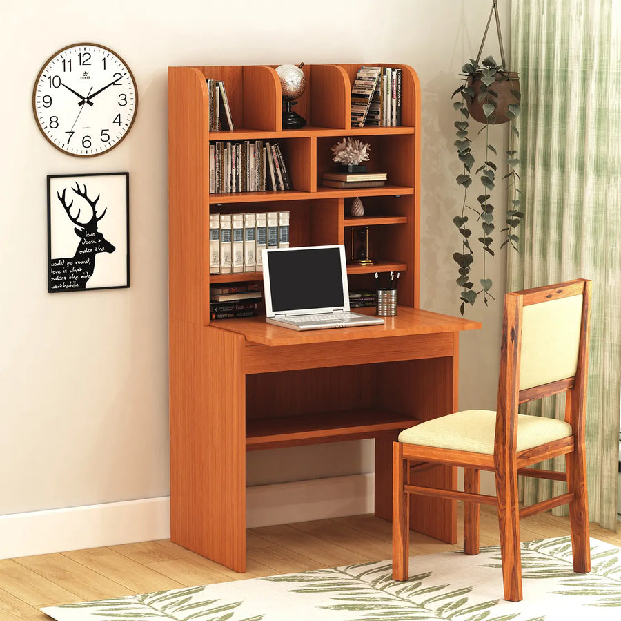 Modern Minimalist Wooden Study Desk with Scandinavian-Inspired Storage Shelves