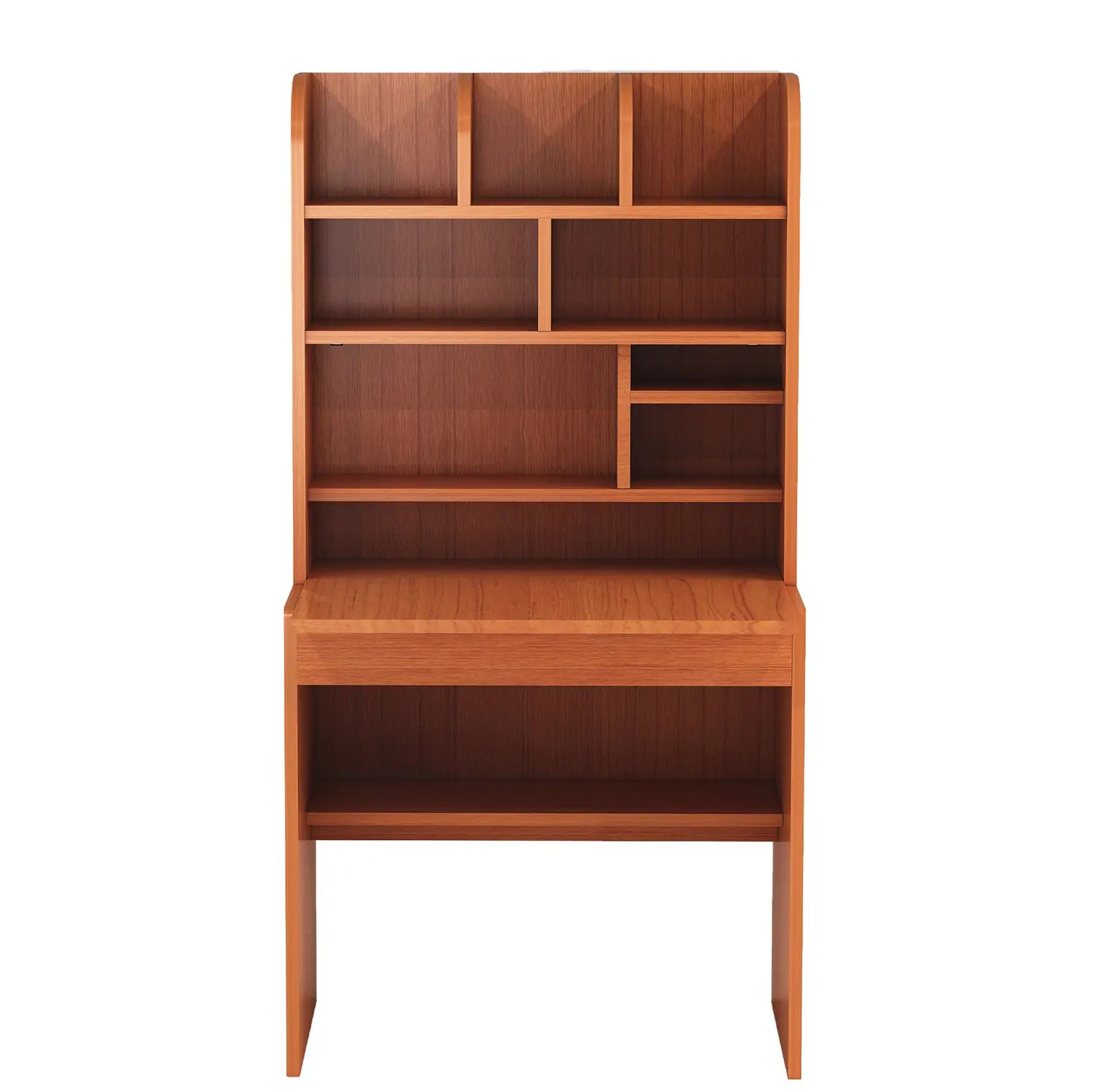 Modern Minimalist Wooden Study Desk with Scandinavian-Inspired Storage Shelves