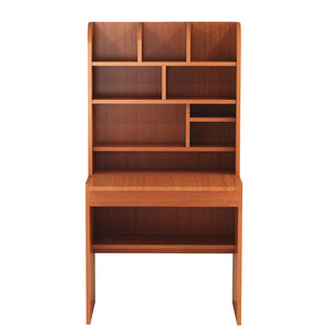Modern Minimalist Wooden Study Desk with Scandinavian-Inspired Storage Shelves
