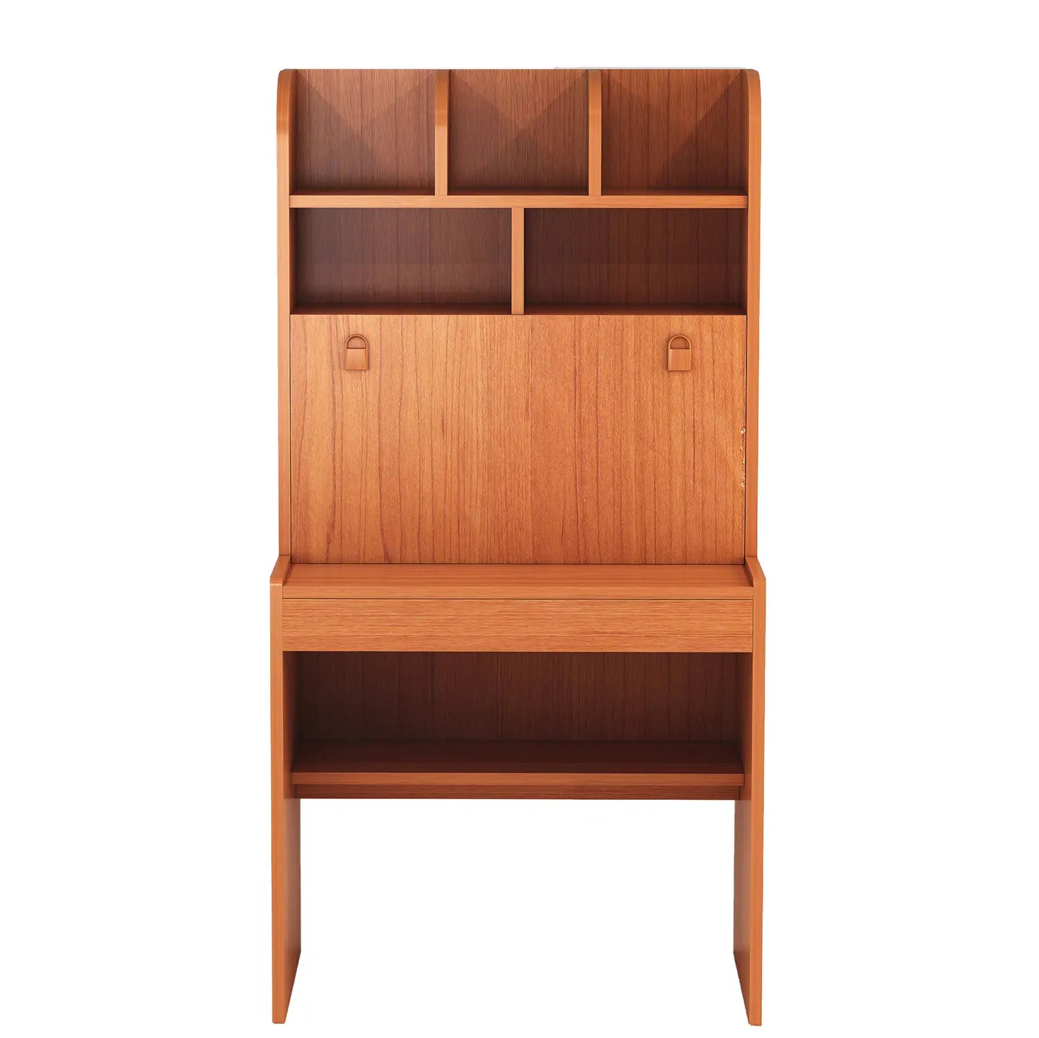 Modern Minimalist Wooden Study Desk with Scandinavian-Inspired Storage Shelves