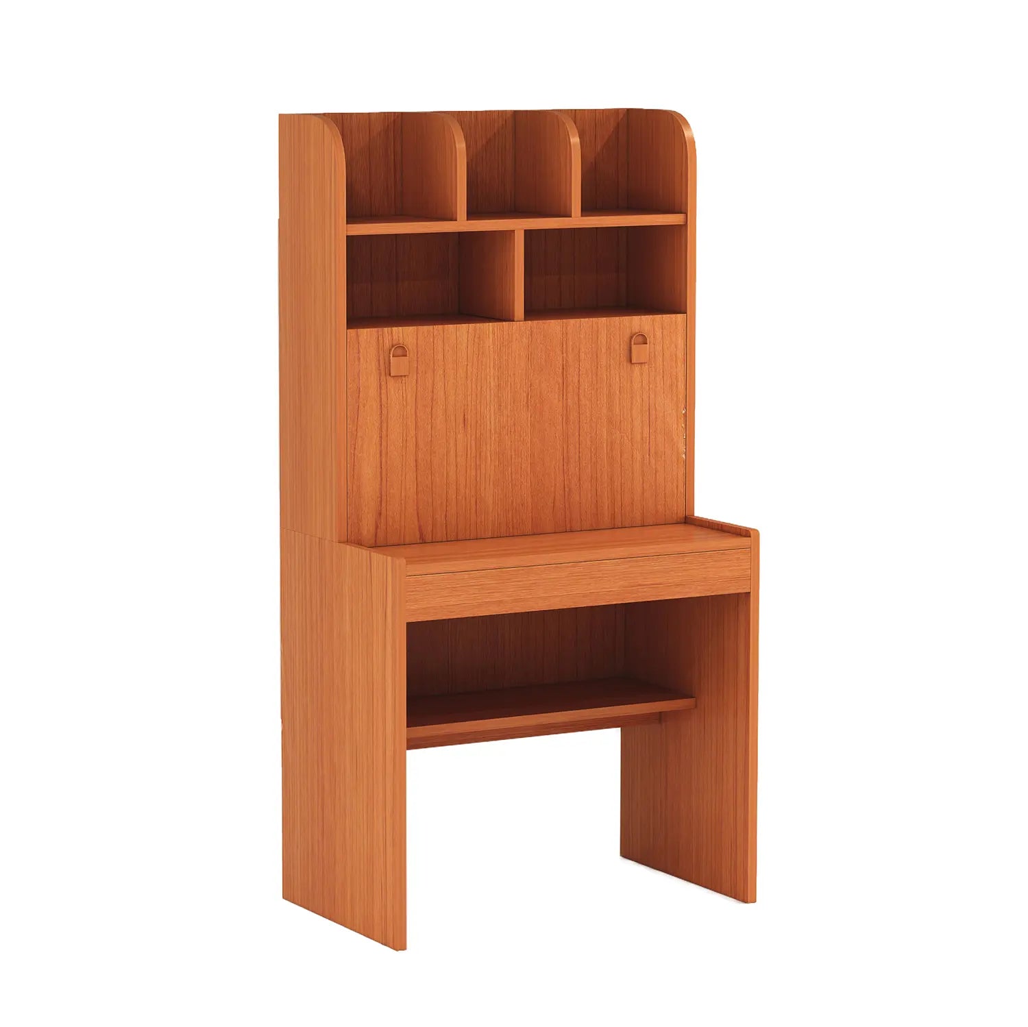 Modern Minimalist Wooden Study Desk with Scandinavian-Inspired Storage Shelves