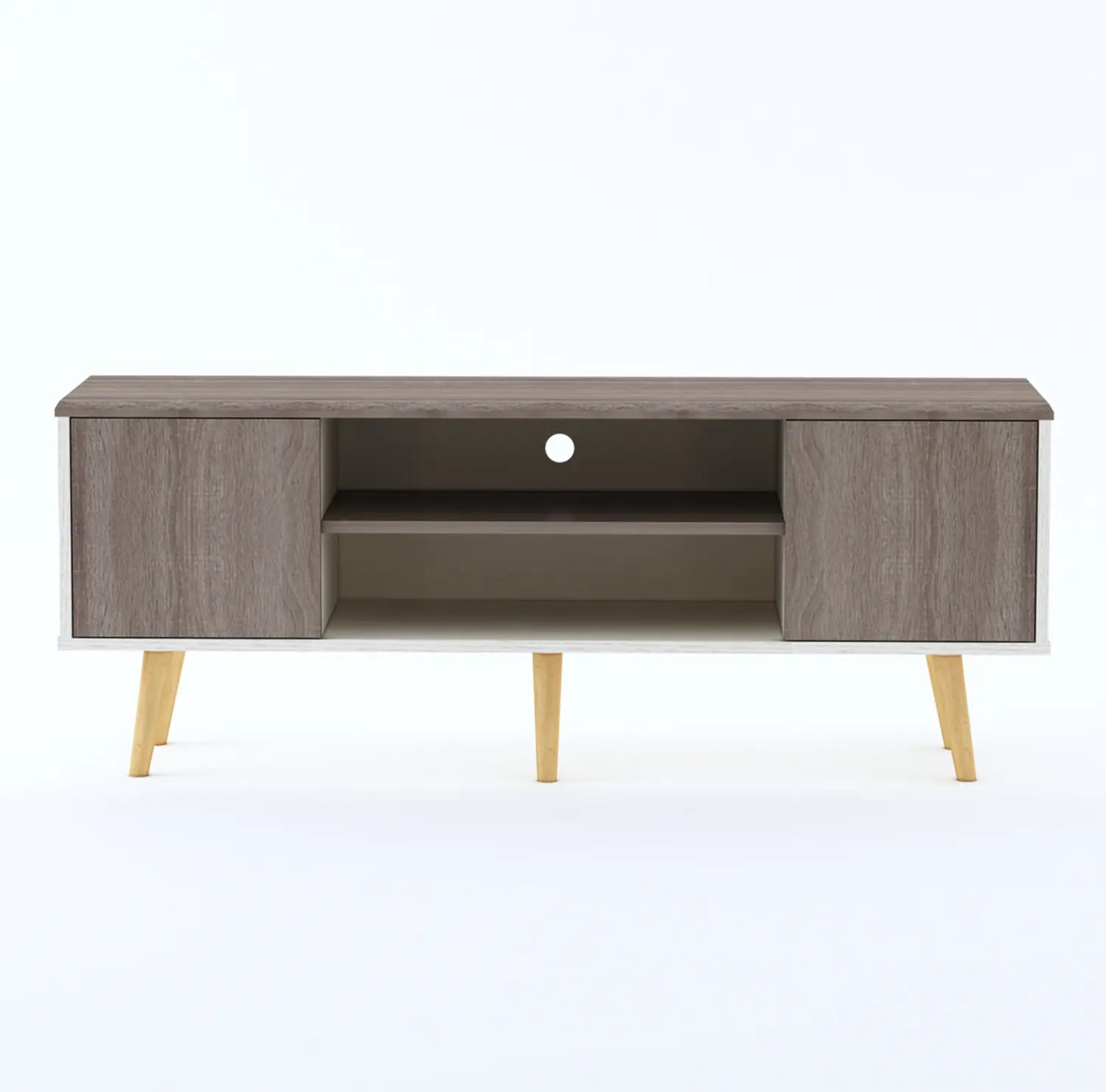 Modern TV Unit/Cabinet with Gray Finish | Contemporary Design for Living Room | Engineered Wood