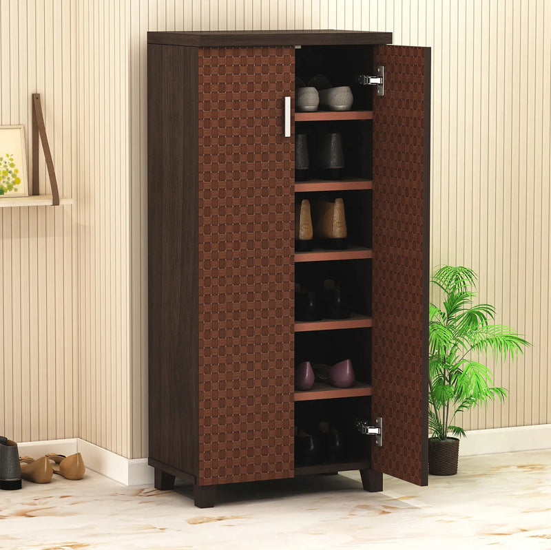 Modern Wooden Shoe Rack with Sleek Finish & Ample Storage - Pattern Wenge