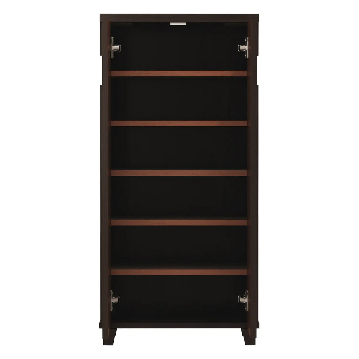 Modern Wood Shoe Rack + Sleek Finish & Ample Storage - Pattern in wenge finish - close-up of the wenge finish and wood grain