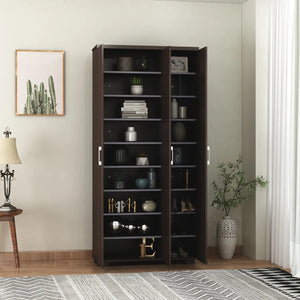 Three-Door Wooden Wardrobe with Wenge Finish and Ample Storage for Modern Homes