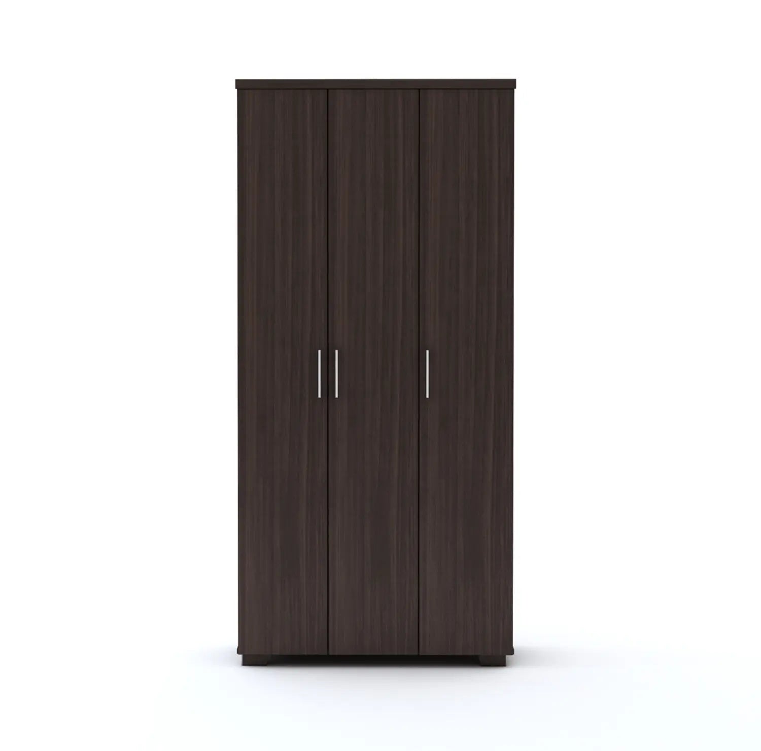 Three-Door Wooden Wardrobe with Wenge Finish and Ample Storage for Modern Homes